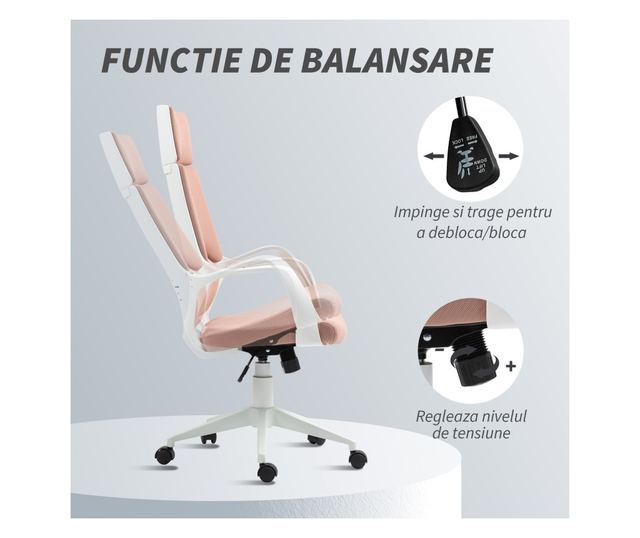 Szövet irodai vagy gamer szék magas háttámlával, rózsaszín