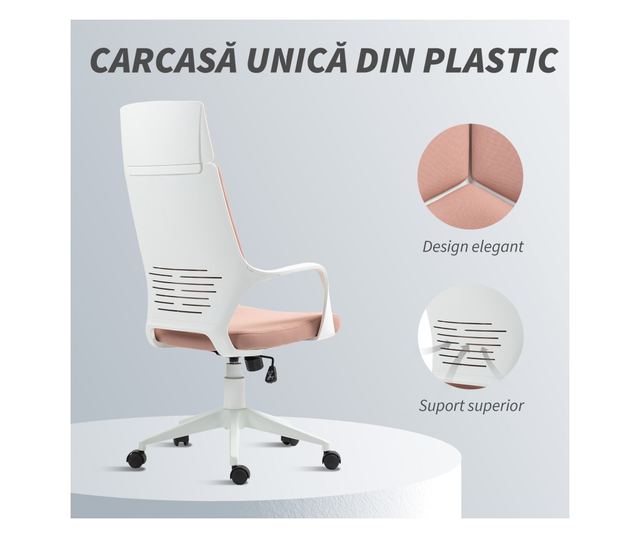 Szövet irodai vagy gamer szék magas háttámlával, rózsaszín