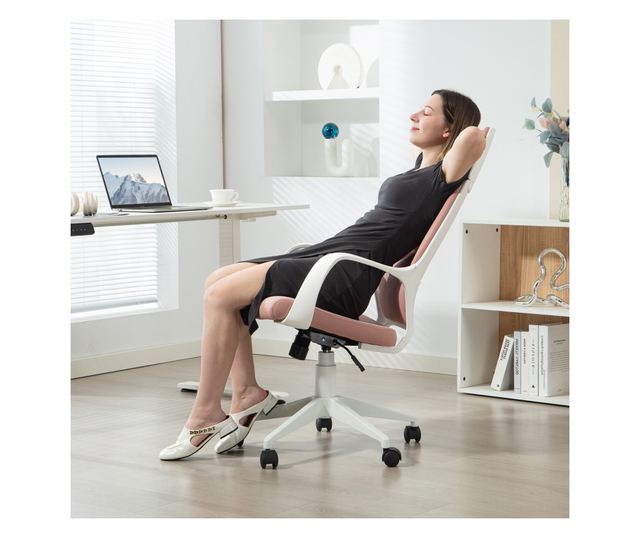 Szövet irodai vagy gamer szék magas háttámlával, rózsaszín