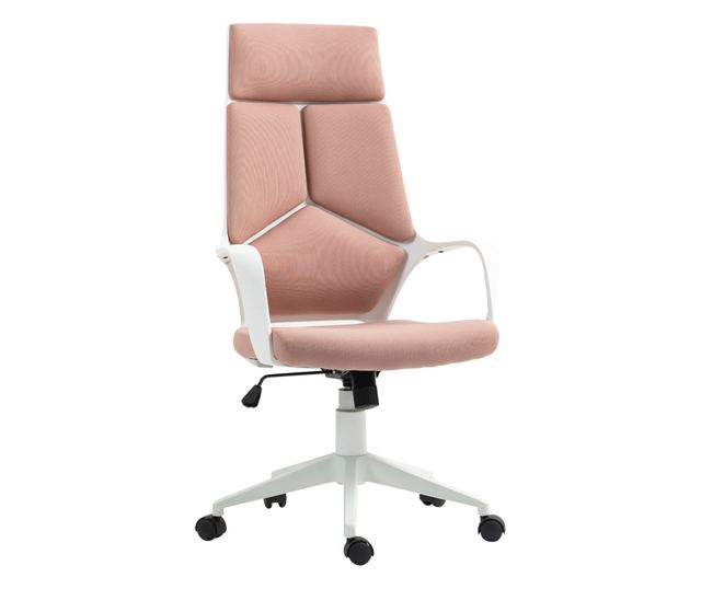 Szövet irodai vagy gamer szék magas háttámlával, rózsaszín