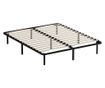 Ipari franciaágy keret 28 léccel, fa és acél tárolóhellyel, 190x160x31 cm, fekete és fa