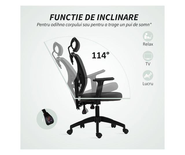 Állítható Irodai Szék, 66x61x106-116cm, Sötétszürke