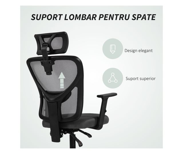 Állítható Irodai Szék, 66x61x106-116cm, Sötétszürke