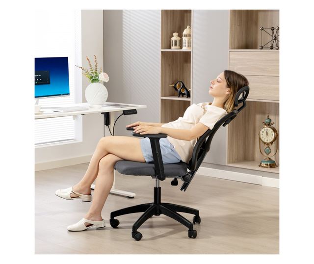 Állítható Irodai Szék, 66x61x106-116cm, Sötétszürke