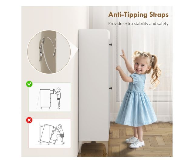 Slim cipőtartó 2 lehajtható fiókkal és állítható polcokkal, fa és fém, 80x24x101cm, fehér