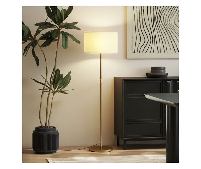 Állítható Fényerejű Állólámpa Távirányítóval 3000K-6000K, Szövet Lámpaernyő, Arany