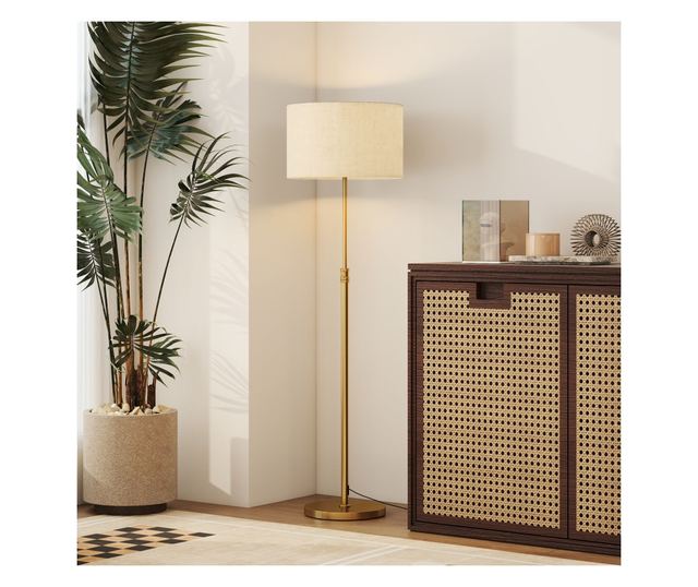 Állítható Fényerejű Állólámpa Távirányítóval 3000K-6000K, Szövet Lámpaernyő, Arany