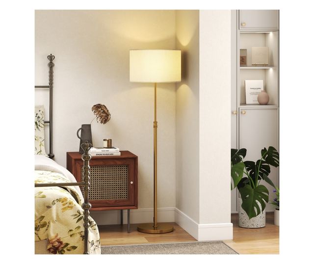 Állítható Fényerejű Állólámpa Távirányítóval 3000K-6000K, Szövet Lámpaernyő, Arany