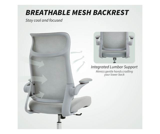 Ergonomikus irodai szék állítható karfákkal és fejtámlával, szürke