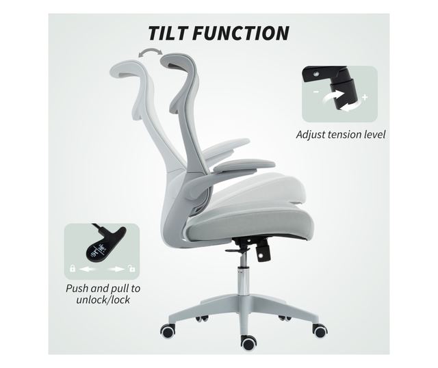 Ergonomikus irodai szék állítható karfákkal és fejtámlával, szürke