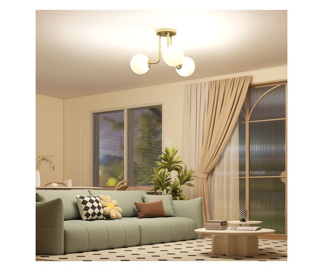 Vintage csillár 3 izzóponttal, G9 foglalatokkal, 42x42x26,5 cm, izzók nélkül, arany