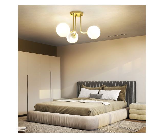 Vintage csillár 3 izzóponttal, G9 foglalatokkal, 42x42x26,5 cm, izzók nélkül, arany