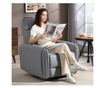 Manuálisan Dönthető Fotel Lábzsámollyal, Műbőr Szövettel és Forgatható Talppal, Szürke