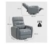 Manuálisan Dönthető Fotel Lábzsámollyal, Műbőr Szövettel és Forgatható Talppal, Szürke