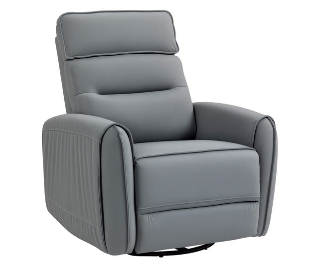 Manuálisan Dönthető Fotel Lábzsámollyal, Műbőr Szövettel és Forgatható Talppal, Szürke
