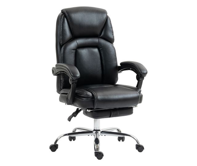 Dönthető irodai szék lábtartóval és 120 kg teherbírással, fekete