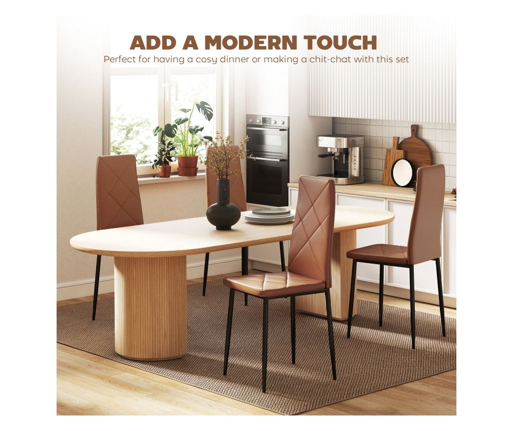 Set de 4 scaune de sufragerie cu spatar inalt, 41x50x97cm, maro - 4