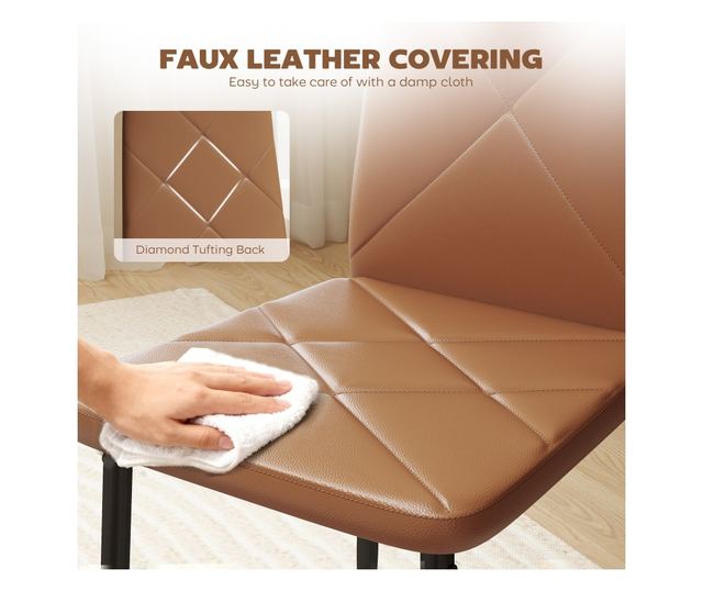 4 db Magas háttámlás étkezőszék, 41x50x97cm, barna