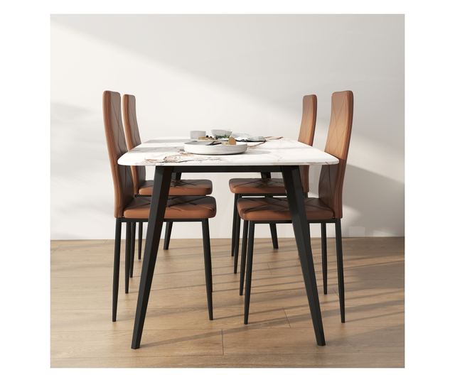 4 db Magas háttámlás étkezőszék, 41x50x97cm, barna