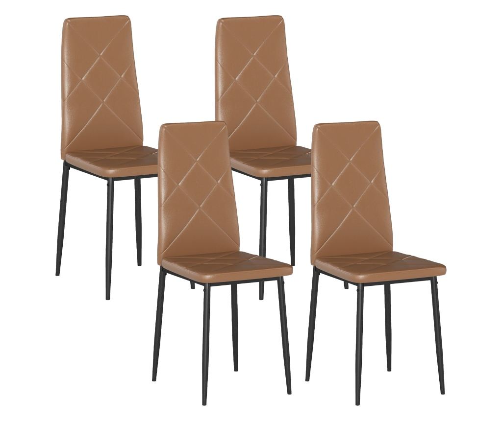 Set de 4 scaune de sufragerie cu spatar inalt, 41x50x97cm, maro - 10