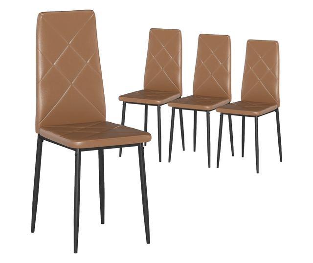 4 db Magas háttámlás étkezőszék, 41x50x97cm, barna