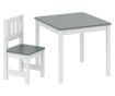 Gyerek asztal és szék szett 3-8 év Szürke és Fehér Fa