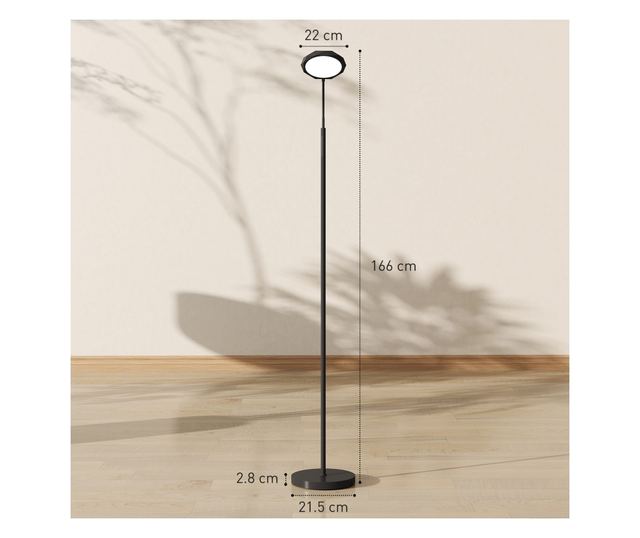 LED Állólámpa Távirányítóval, Forgatható Fejjel, Fényerő- és Hőmérséklet-szabályozással, Fekete