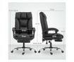 Dönthető irodai szék lábtartóval, dupla párnázással és műbőr kárpitozással, fekete