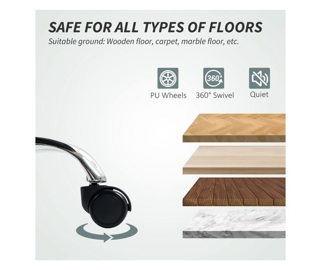 Dönthető irodai szék lábtartóval, dupla párnázással és műbőr kárpitozással, fekete