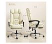 Dönthető irodai szék lábtartóval, dupla párnázással és műbőrrel, bézs