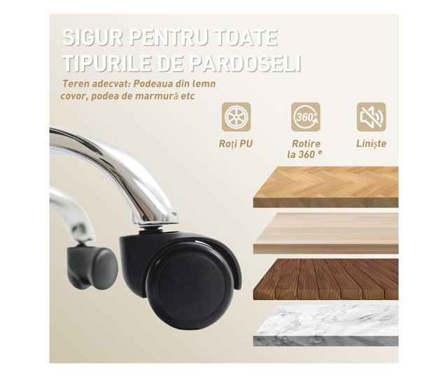 Dönthető irodai szék lábtartóval, dupla párnázással és műbőrrel, bézs