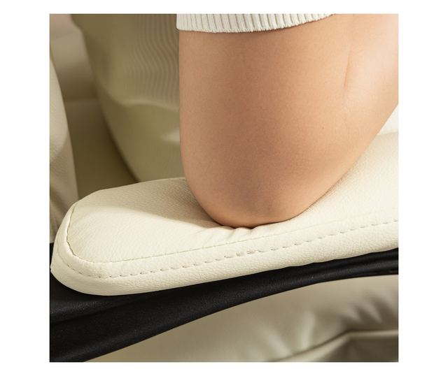 Dönthető irodai szék lábtartóval, dupla párnázással és műbőrrel, bézs