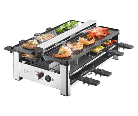Grillező és raclette sütő beépített elszívóval, Caso Germany, AirClean, 1500 W, 8 személyre, fekete