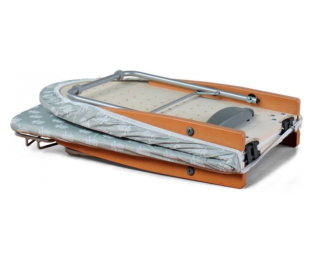 Foppapedretti STIROFAST összecsukható mini vasalódeszka, tömör bükkfa, hőálló pamut, 114x34 cm