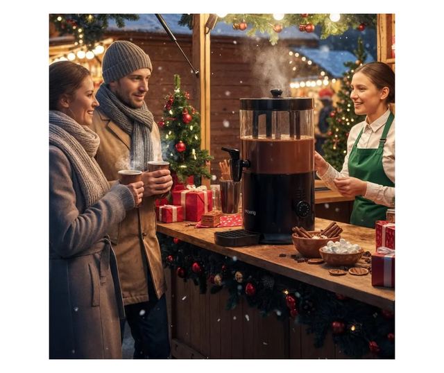 H.Koenig Forró Csokoládé Adagoló Mixer, 6 Liter, Fekete