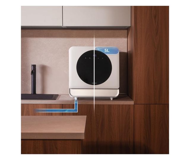 Mini mosogatógép, Cecotec Bolero Aguazero Mini, 2 az 1-ben hálózati/tartályos, 5 literes kapacitás, 6 program, fehér, 46x45.2x42