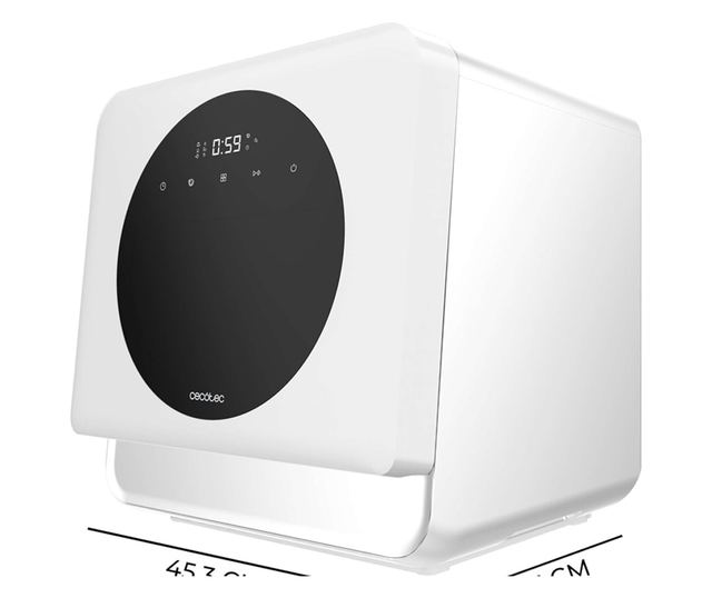 Mini mosogatógép, Cecotec Bolero Aguazero Mini, 2 az 1-ben hálózati/tartályos, 5 literes kapacitás, 6 program, fehér, 46x45.2x42