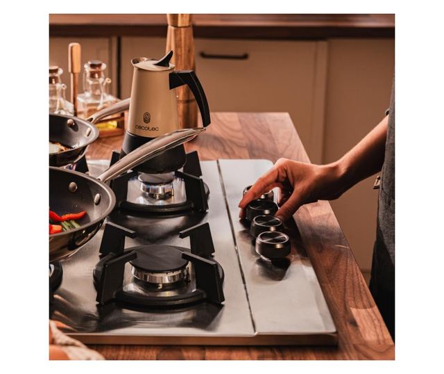 Cecotec Bolero Squad G beépíthető gázfőzőlap, 58 cm, 4 égős, inox, 8 kW