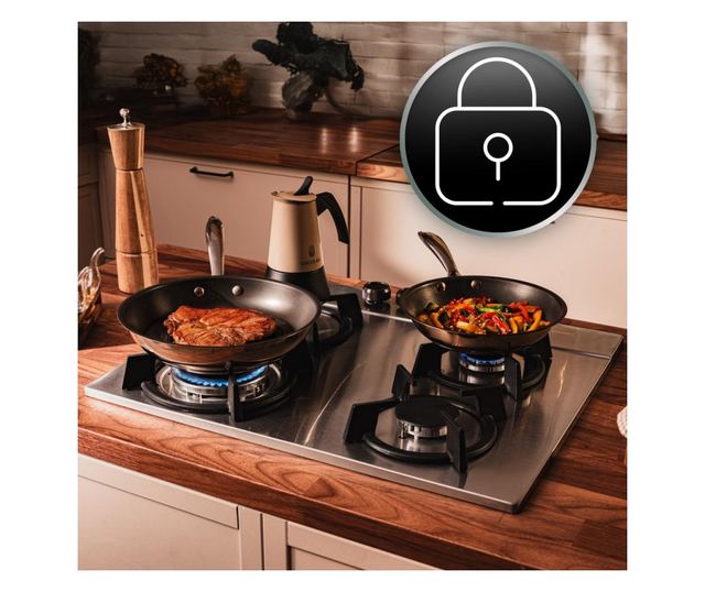 Cecotec Bolero Squad G beépíthető gázfőzőlap, 58 cm, 4 égős, inox, 8 kW