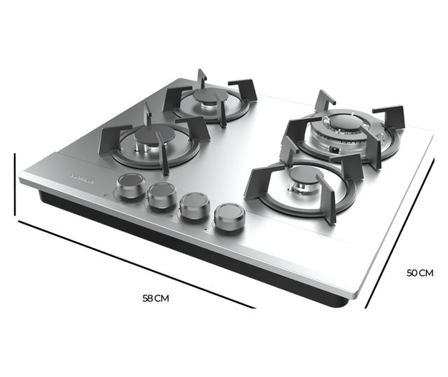 Cecotec Bolero Squad G beépíthető gázfőzőlap, 58 cm, 4 égős, inox, 8 kW