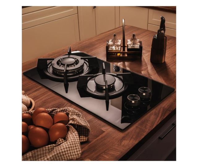 Cecotec Bolero Squad G beépíthető gázfőzőlap, 2 égős, fekete, 29x51cm