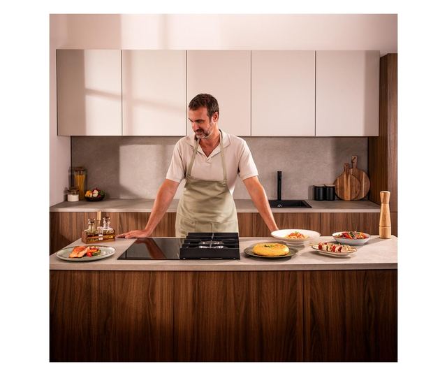 Cecotec Bolero Squad Hybrid beépíthető főzőlap, 58 cm, 6.25 kW, 3.4 kW WOK égő, fekete