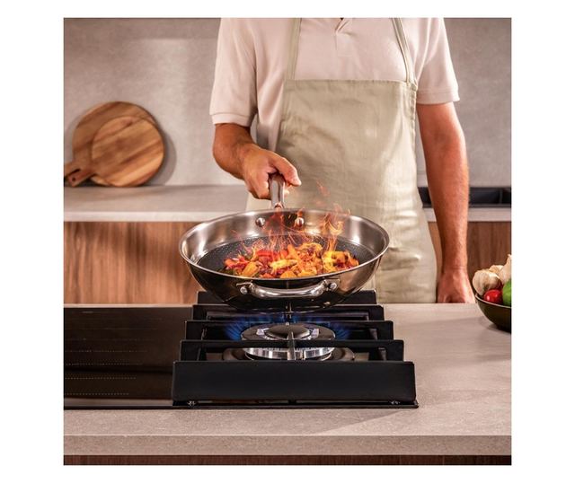 Cecotec Bolero Squad Hybrid beépíthető főzőlap, 58 cm, 6.25 kW, 3.4 kW WOK égő, fekete