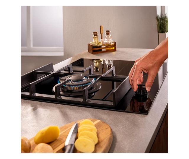 Cecotec Bolero Squad Hybrid beépíthető főzőlap, 58 cm, 6.25 kW, 3.4 kW WOK égő, fekete