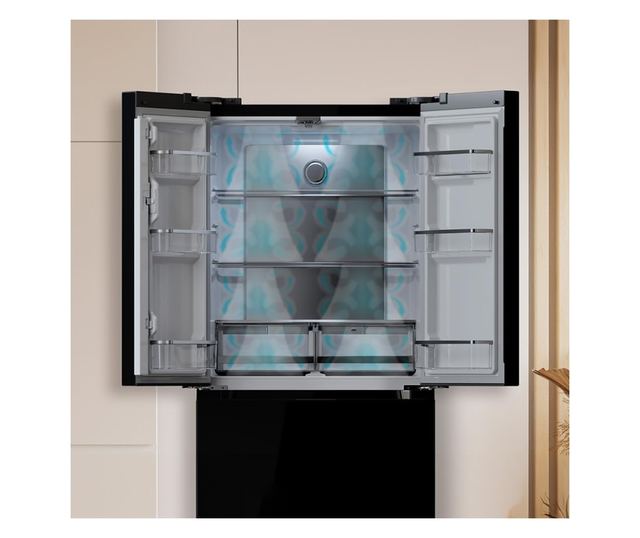 Cecotec Bolero CoolMarket French Door Side-by-Side hűtőszekrény, 510 liter, Fekete