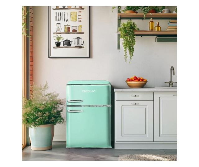 Retro Mini Hűtőszekrény Cecotec, Bolero CoolMarket Mini, 86 liter, Zöld