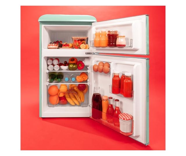 Retro Mini Hűtőszekrény Cecotec, Bolero CoolMarket Mini, 86 liter, Zöld