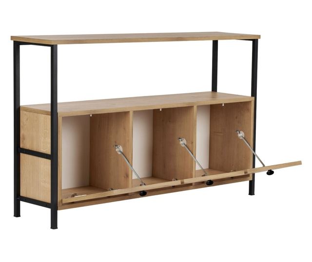 Hannah Home Komód, 100% Forgácslap Melamin, Fém Váz, 120x75x30 cm, Solace Tölgy Fekete