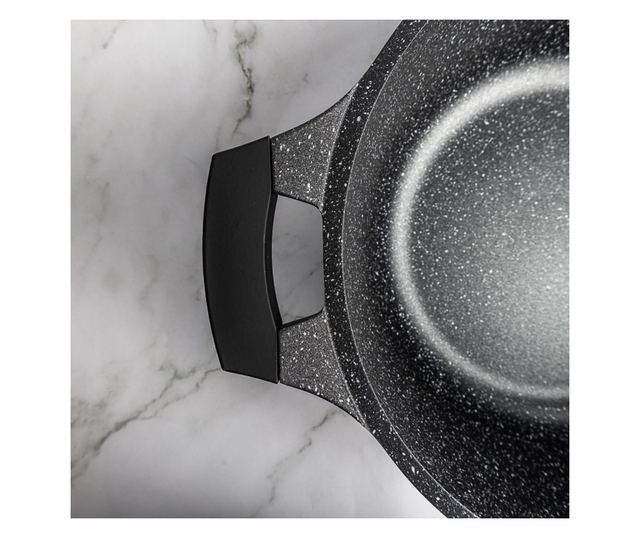 Royalty Line RL-BS30ML mélyfazék, 30 cm, 7 l, márvány tapadásmentes bevonat, üvegfedél, PFOA-mentes, indukciós, fekete