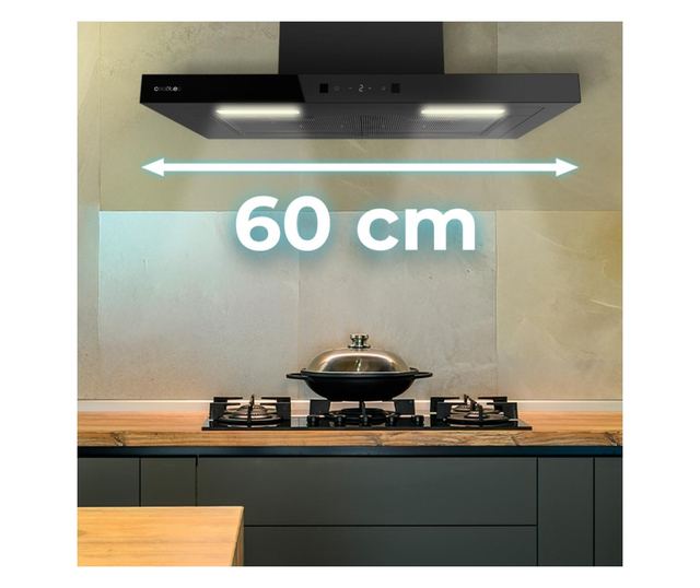 Cecotec Bolero Flux TT Fali Páraelszívó, 60 cm, A++ Osztály, 413,3 m³/h, Fekete